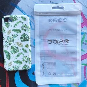 iPhone 6 Plus Case Green White Leaf Print NEW Matte Finish Cover